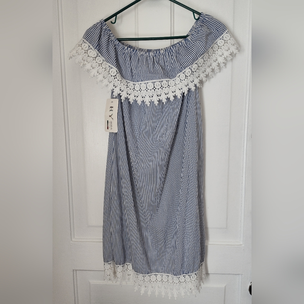 HY Moda Blue And White Striped Dress